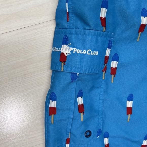 Beverly Hills Polo Club Swim Trunks Large Blue Board Shorts Cargo Lined 10” - Picture 8 of 12